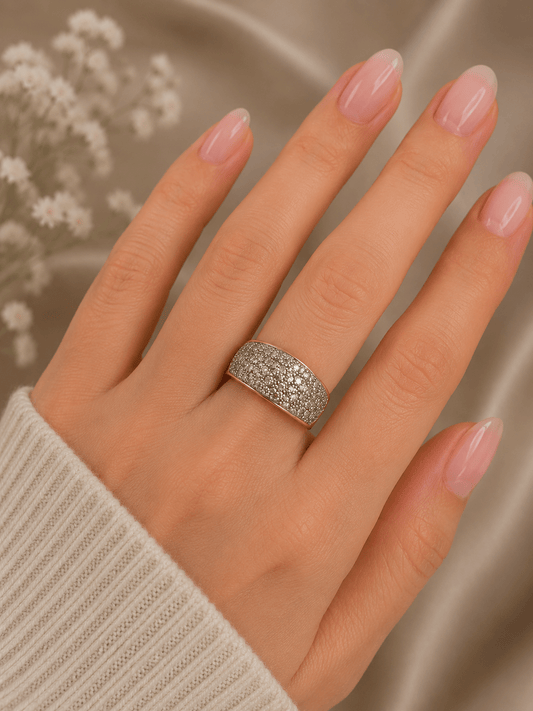 Diamond Pavé Dome Band Ring in 18CT Yellow Gold - Hyman’s Jewellers