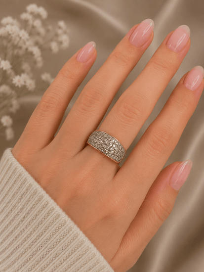 Diamond Pavé Dome Band Ring in 18CT Yellow Gold - Hyman’s Jewellers