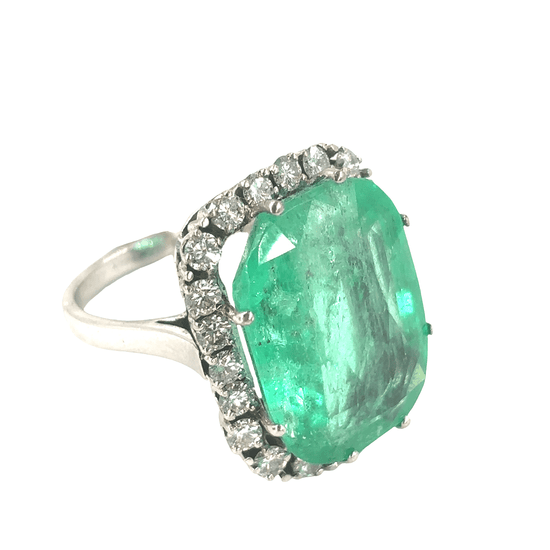 Emerald Cushion - Cut Cocktail Ring in White Gold - 7.5g 12.32ct - Hyman’s Jewellers
