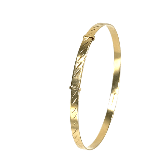 Engraved 9ct Yellow Gold Expanding baby Bangle - Hyman’s Jewellers