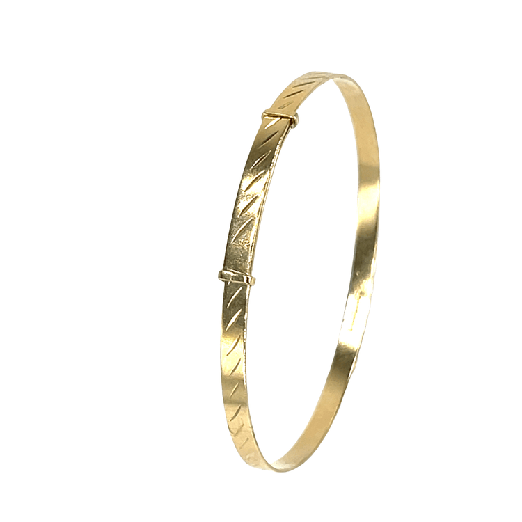 Engraved 9ct Yellow Gold Expanding baby Bangle - Hyman’s Jewellers