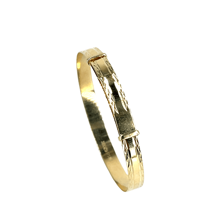 Engraved Yellow Gold Expanding Baby Bangle - Hyman’s Jewellers
