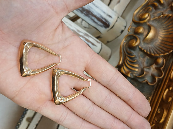 Geometric Yellow Gold Triangular Hoop Earrings - Hyman’s Jewellers