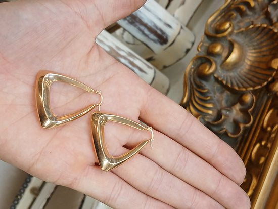 Geometric Yellow Gold Triangular Hoop Earrings - Hyman’s Jewellers