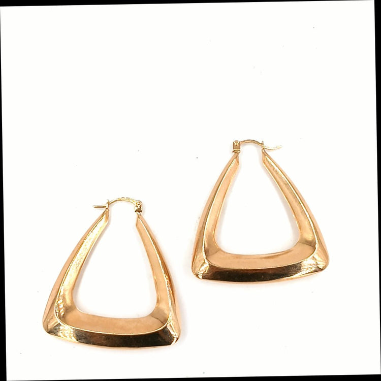 Geometric Yellow Gold Triangular Hoop Earrings - Hyman’s Jewellers