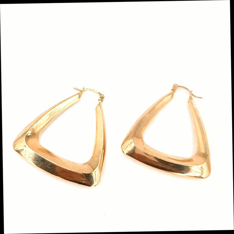 Geometric Yellow Gold Triangular Hoop Earrings - Hyman’s Jewellers