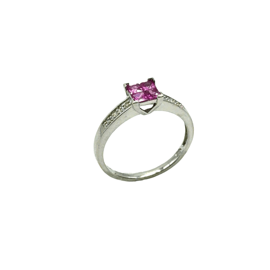 Hot Pink Sapphire Solitaire Ring in 9CT White Gold 1.9g - Hyman’s Jewellers