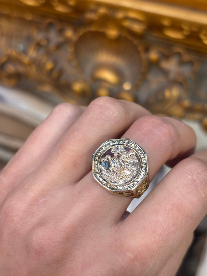 Intricate Yellow Gold Signet Ring with Detailed Design - Hyman’s Jewellers