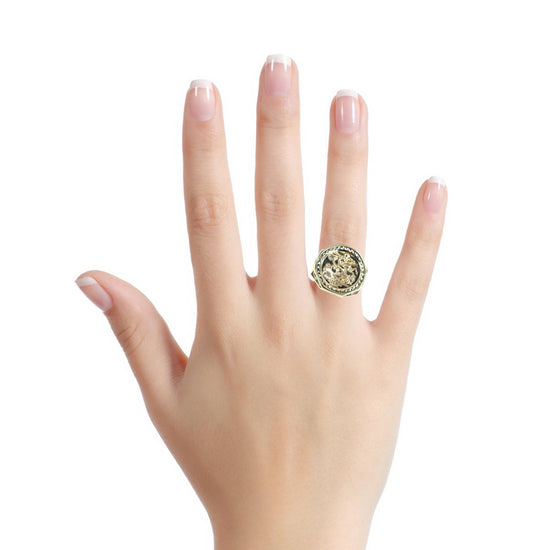 Intricate Yellow Gold Signet Ring with Detailed Design - Hyman’s Jewellers