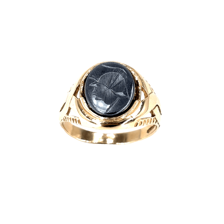 Man’s 9ct Yellow Gold Signet Ring with Hematite - 3.4g 01/2 - Hyman’s Jewellers