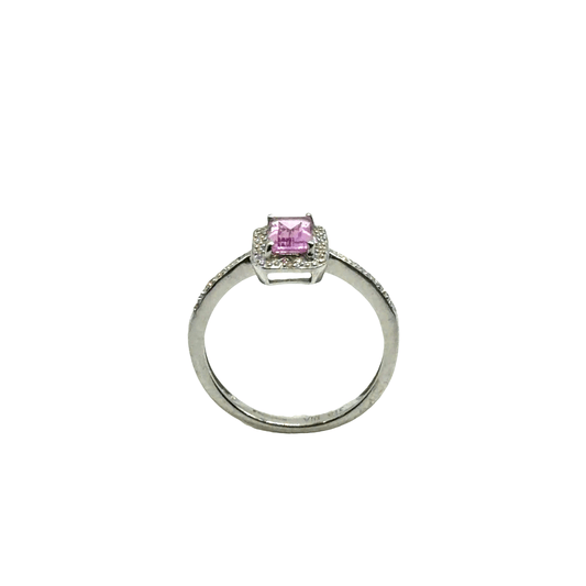 Medium Pink Sapphire Solitaire Ring in 9CT White Gold 2g - Hyman’s Jewellers
