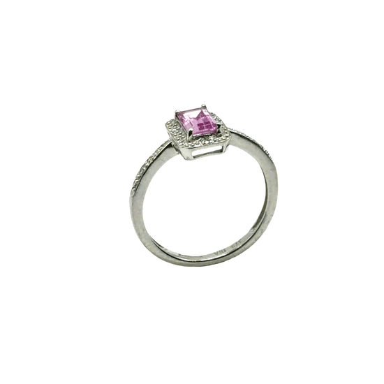 Medium Pink Sapphire Solitaire Ring in 9CT White Gold 2g - Hyman’s Jewellers