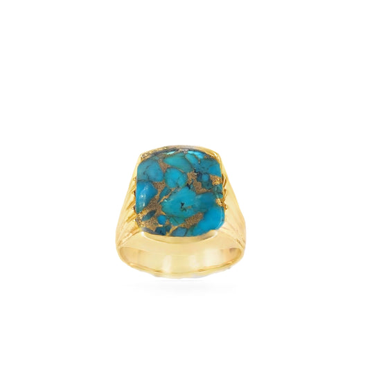 Men’s 14ct Yellow Gold Turquoise Ring - U1/2 10g - Hyman’s Jewellers