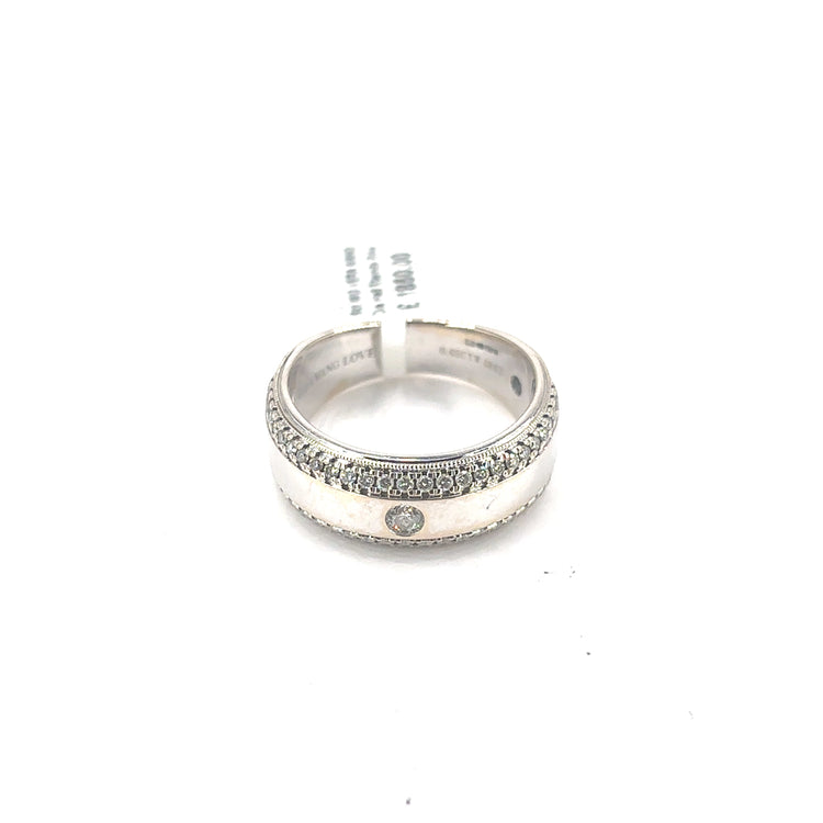 Men’s 18ct Elegant White Gold Vera Wang Brilliant Cut Diamond Eternity Band Ring - Hyman’s Jewellers