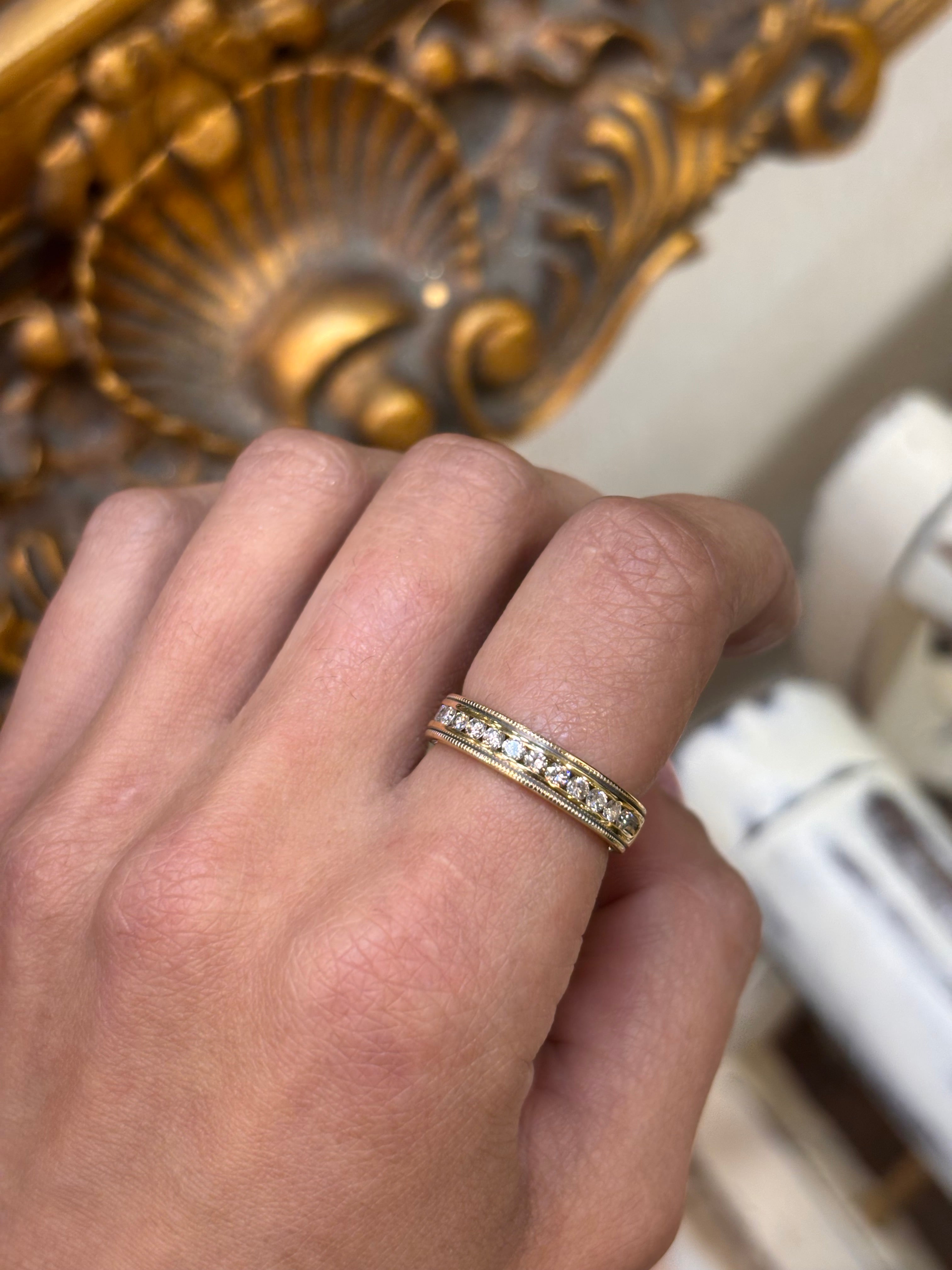 18ct Yellow & White Gold Diamond Half Eternity Ring - 0.60ct