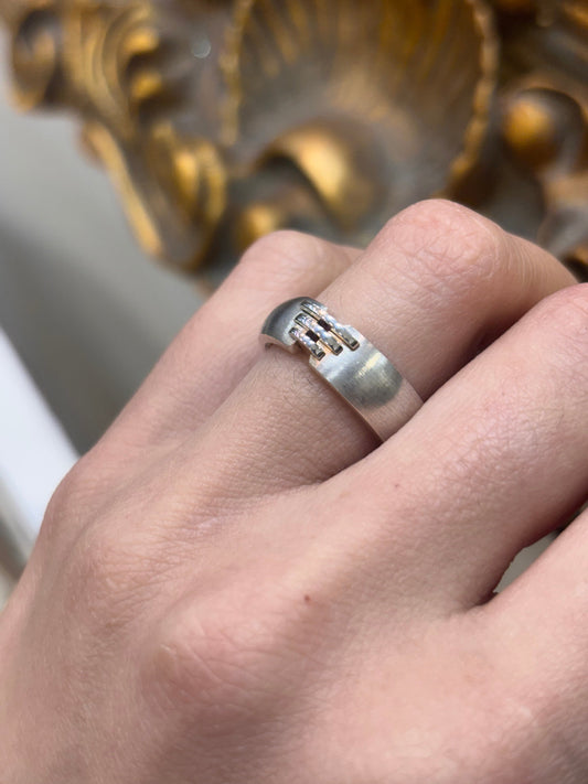 Men’s 925 Silver Emporio Armani Logo Ring - Hyman’s Jewellers