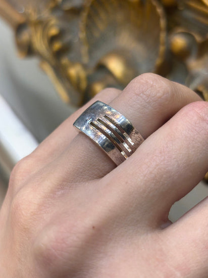 Men’s 925 Silver Emporio Armani Vintage Square Ring - Hyman’s Jewellers