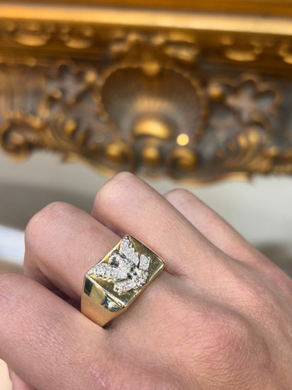 Men’s 9ct American Eagle Diamond - Accented Yellow Gold Signet Ring - Hyman’s Jewellers