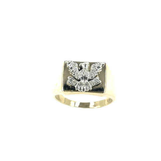 Men’s 9ct American Eagle Diamond - Accented Yellow Gold Signet Ring - Hyman’s Jewellers