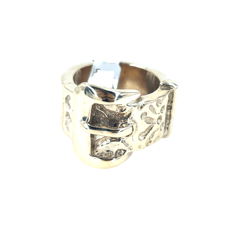 Men’s 9ct Engraved Yellow Gold Buckle Ring - 41.3G - Hyman’s Jewellers