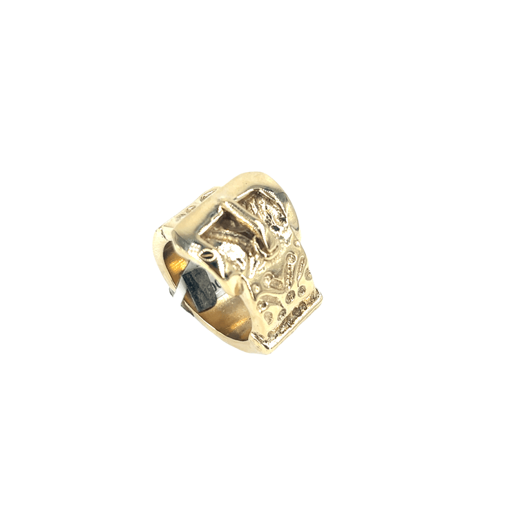 Men’s 9ct Engraved Yellow Gold Buckle Ring - 41.3G - Hyman’s Jewellers