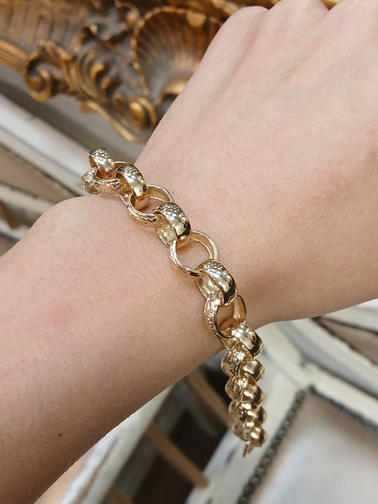 Men's 9ct Engraved Yellow Gold Link Belcher Bracelet - 9" 22.8g - Hyman’s Jewellers