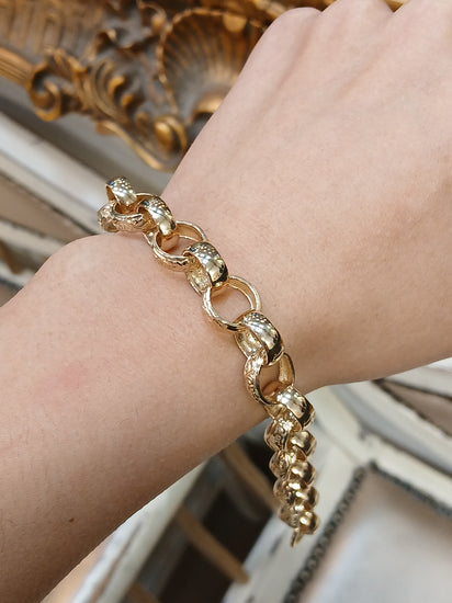 Men's 9ct Engraved Yellow Gold Link Belcher Bracelet - 9" 22.8g - Hyman’s Jewellers