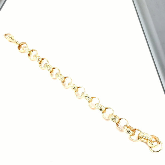 Men's 9ct Engraved Yellow Gold Link Belcher Bracelet - 9" 22.8g - Hyman’s Jewellers