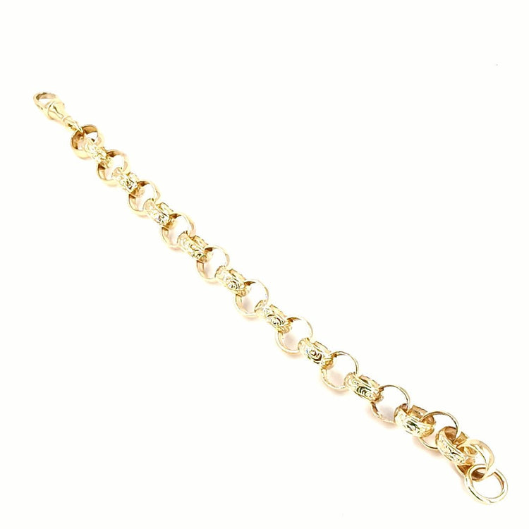 Men's 9ct Engraved Yellow Gold Link Belcher Bracelet - 9" 22.8g - Hyman’s Jewellers