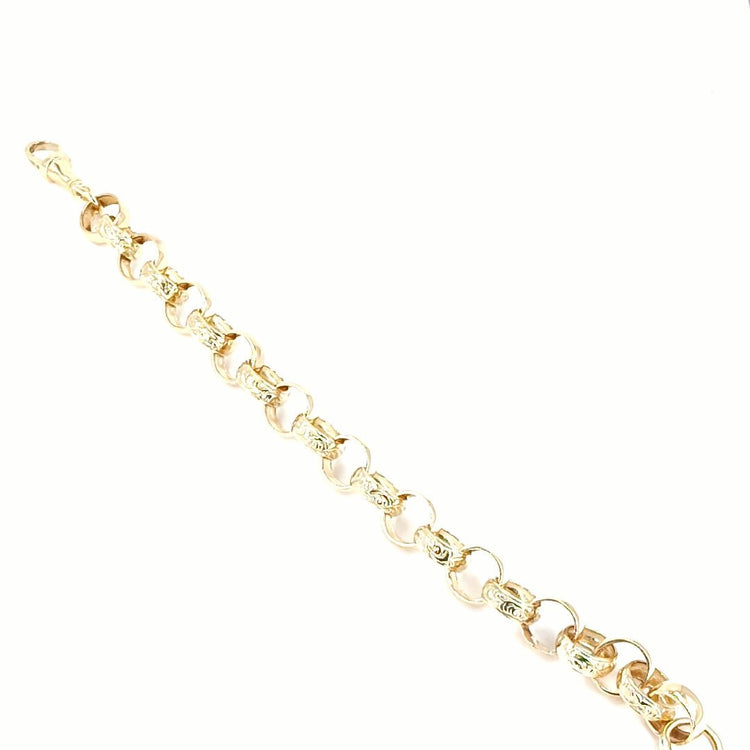 Men's 9ct Engraved Yellow Gold Link Belcher Bracelet - 9" 22.8g - Hyman’s Jewellers