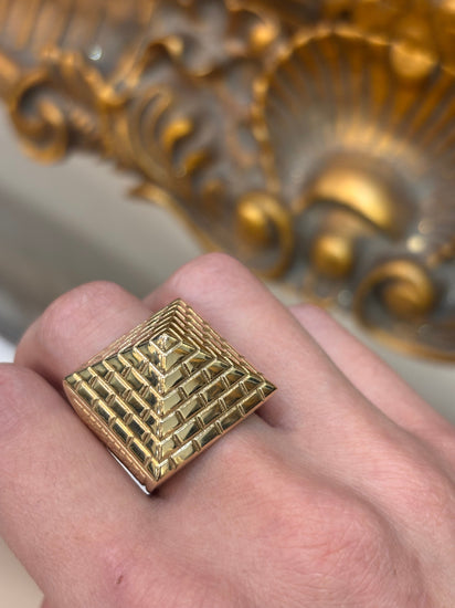 Men’s 9ct Pyramid Yellow Gold Pyramid Ring - 14.4g - Hyman’s Jewellers