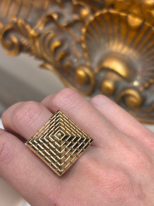 Men’s 9ct Pyramid Yellow Gold Pyramid Ring - 14.4g - Hyman’s Jewellers