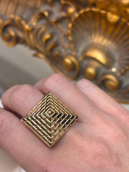 Men’s 9ct Pyramid Yellow Gold Pyramid Ring - 14.4g - Hyman’s Jewellers
