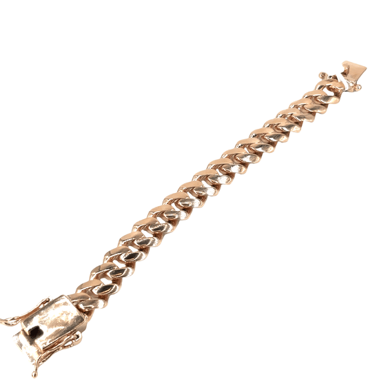 Men’s 9ct Rose Gold Cuban Link Chain Bracelet - 8.5” 101g 16mm - Hyman’s Jewellers