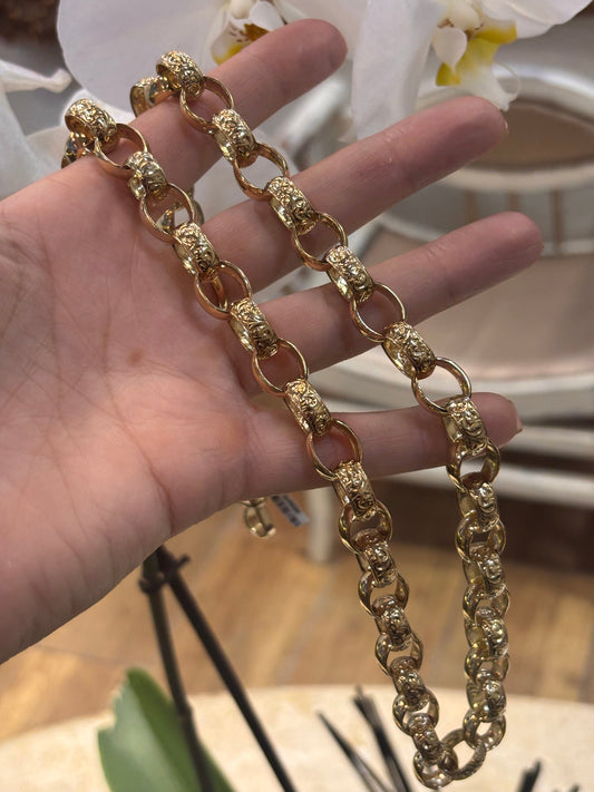 Men’s 9ct Textured Belcher Link Yellow Gold Chain Necklace - 97g 26” - Hyman’s Jewellers
