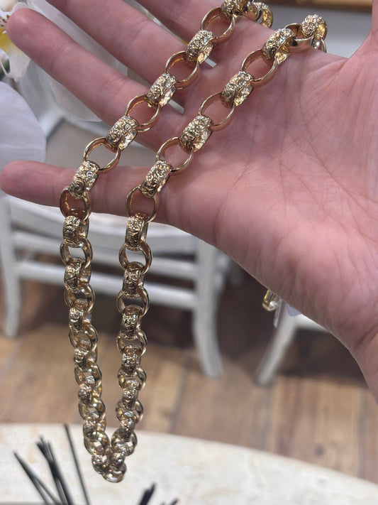 Men’s 9ct Textured Belcher Link Yellow Gold Chain Necklace - 97g 26” - Hyman’s Jewellers