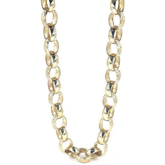 Men’s 9ct Textured Belcher Link Yellow Gold Chain Necklace - 97g 26” - Hyman’s Jewellers
