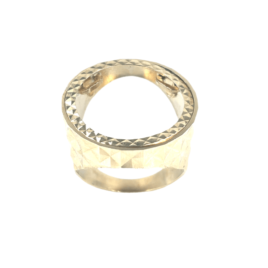 Men’s 9ct Textured Yellow Gold Full Sovereign Shank Ring - 6.5g Size R - Hyman’s Jewellers