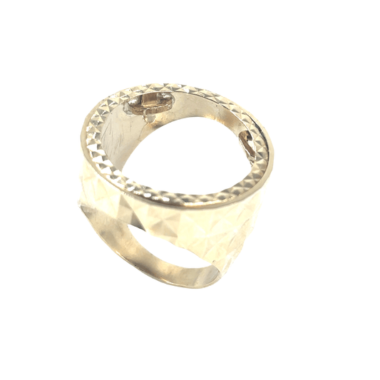 Men’s 9ct Textured Yellow Gold Full Sovereign Shank Ring - 6.5g Size R - Hyman’s Jewellers