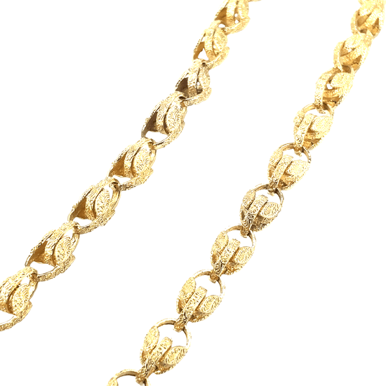 Men’s 9ct Tulip Engraved Yellow Gold Chain Necklace 109g 30” - Hyman’s Jewellers