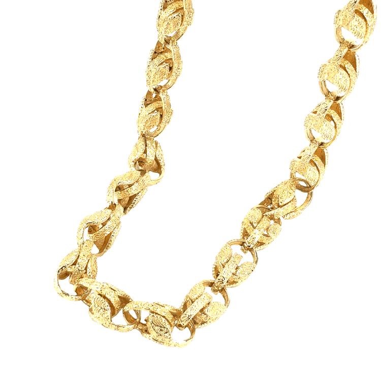Men’s 9ct Tulip Engraved Yellow Gold Chain Necklace 109g 30” - Hyman’s Jewellers