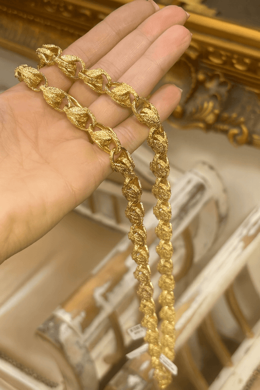 Men’s 9ct Tulip Engraved Yellow Gold Chain Necklace 109g 30” - Hyman’s Jewellers