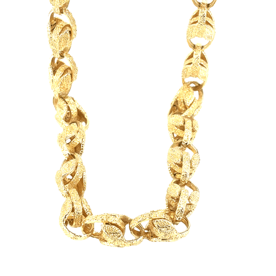 Men’s 9ct Tulip Engraved Yellow Gold Chain Necklace 109g 30” - Hyman’s Jewellers