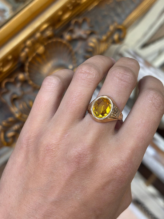 Mens 9ct Yellow Gold Citrine Signet Ring - 6.3G - Hyman’s Jewellers