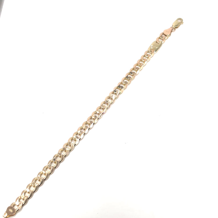 Men’s 9ct Yellow Gold Curb Bracelet - 15.8g 0.05ct Diamond - Hyman’s Jewellers