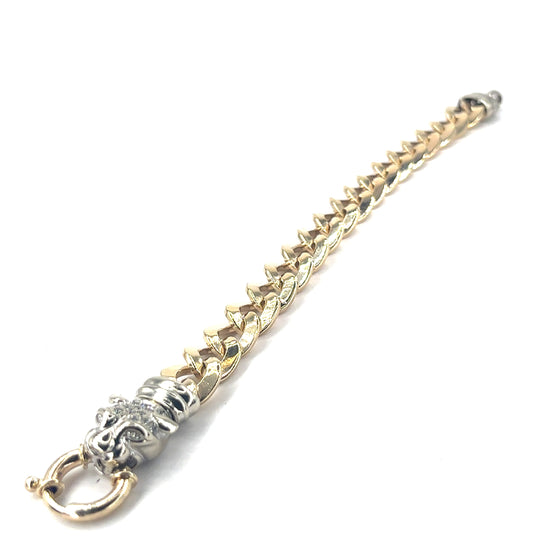 Men’s 9ct Yellow Gold Curb Panther Bracelet - 62g - Hyman’s Jewellers