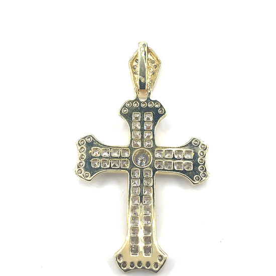 Men’s 9ct Yellow Gold Cz Cross - 20.4g - Hyman’s Jewellers