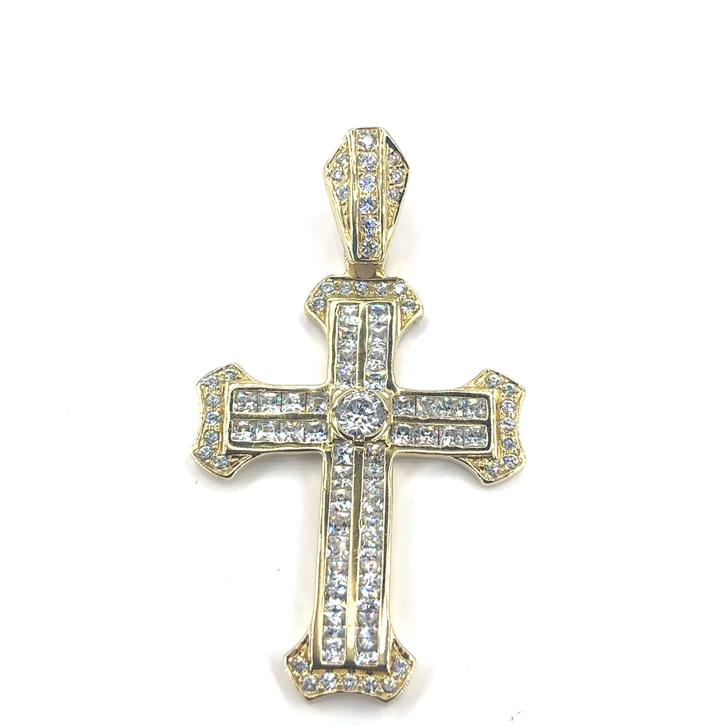Men’s 9ct Yellow Gold Cz Cross - 20.4g - Hyman’s Jewellers