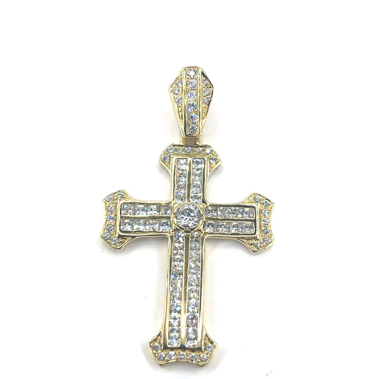 Men’s 9ct Yellow Gold Cz Cross - 20.4g - Hyman’s Jewellers
