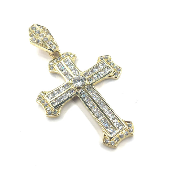 Men’s 9ct Yellow Gold Cz Cross - 20.4g - Hyman’s Jewellers